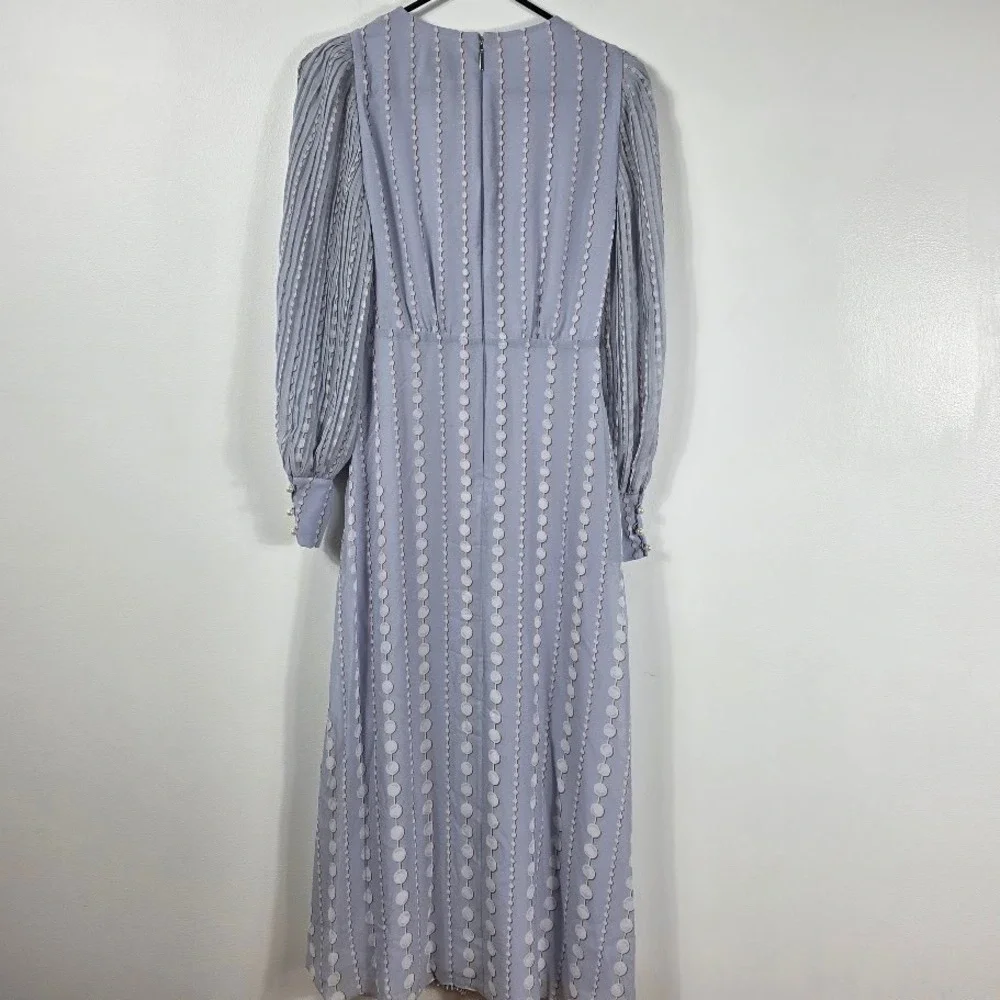 Kate Spade Pea; Drops Dress‎ Women Size 4 Lilac Twist Front Pleated Dot  Event